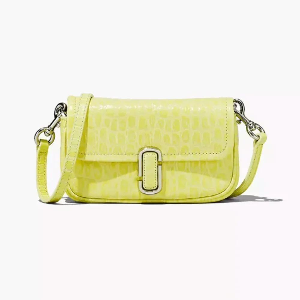 NWT! NEW！New Marc Jacobs J Marc Mini Shoulder Bag -Croc-embossed Leather Yellow